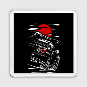 Магнит 55*55 с принтом Skyline R 34 R34 скайлайн в городе Новоалтайск, Пластик | Размер: 65*65 мм; Размер печати: 55*55 мм | Тематика изображения на принте: drift | nissan | r32 | r34 | skyline | skyline r34 | дрифт | машина | нисан | ниссан | скайлайн р34 | тойота