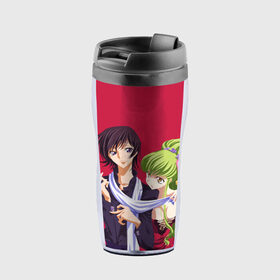 Термокружка-непроливайка Code geass Код Гиас: в городе Новоалтайск, внутренняя часть — пищевой пластик, наружная часть — прозрачный пластик, между ними — полиграфическая вставка с рисунком | объем — 350 мл, герметичная крышка | anime | академия | аниме | анимэ | ашфорд | гиас | зеро | код гиас | лелуш | лулу | черный принц