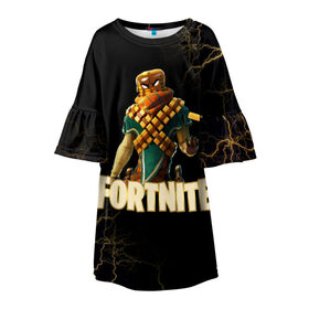 Детское платье 3D с принтом Mancake Fortnite в городе Новоалтайск, 100% полиэстер | прямой силуэт, чуть расширенный к низу. Круглая горловина, на рукавах — воланы | chapter 2 | chapter 2: season 5 | fortnite | fortnite 3 | fortnite блинчик | mancake | mancake fortnite | skin mancake | блинчик | глава 2 сезон 5 | скин mancake | скин блинчик | скин блинчик из фортнайт | фортнайт | фортнайт блинчик | фортнайт глава 2