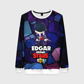 Женский свитшот 3D с принтом BRAWL STARS EDGAR в городе Новоалтайск, 100% полиэстер с мягким внутренним слоем | круглый вырез горловины, мягкая резинка на манжетах и поясе, свободная посадка по фигуре | 8 bit | brawl stars | byron | colette | crow | edgar | gale | leon | max | mr.p | sally leon | shark | virus 8 bit | werewolf leon | акула | байрон | берли | бравл старс | ворон | коллет | макс | оборотень | эдгар