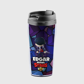 Термокружка-непроливайка с принтом BRAWL STARS EDGAR в городе Новоалтайск, внутренняя часть — пищевой пластик, наружная часть — прозрачный пластик, между ними — полиграфическая вставка с рисунком | объем — 350 мл, герметичная крышка | 8 bit | brawl stars | byron | colette | crow | edgar | gale | leon | max | mr.p | sally leon | shark | virus 8 bit | werewolf leon | акула | байрон | берли | бравл старс | ворон | коллет | макс | оборотень | эдгар