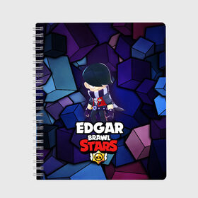 Тетрадь с принтом BRAWL STARS EDGAR в городе Новоалтайск, 100% бумага | 48 листов, плотность листов — 60 г/м2, плотность картонной обложки — 250 г/м2. Листы скреплены сбоку удобной пружинной спиралью. Уголки страниц и обложки скругленные. Цвет линий — светло-серый
 | Тематика изображения на принте: 8 bit | brawl stars | byron | colette | crow | edgar | gale | leon | max | mr.p | sally leon | shark | virus 8 bit | werewolf leon | акула | байрон | берли | бравл старс | ворон | коллет | макс | оборотень | эдгар