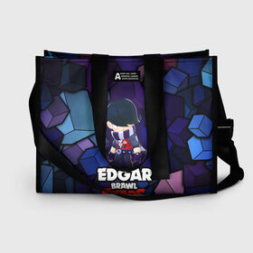 Сумка-шоппер 3D с принтом BRAWL STARS EDGAR в городе Новоалтайск, 100% полиэстер | застегивается на металлическую кнопку; внутренний карман застегивается на молнию. Стенки укреплены специальным мягким материалом, чтобы защитить содержимое от несильных ударов
 | 8 bit | brawl stars | byron | colette | crow | edgar | gale | leon | max | mr.p | sally leon | shark | virus 8 bit | werewolf leon | акула | байрон | берли | бравл старс | ворон | коллет | макс | оборотень | эдгар