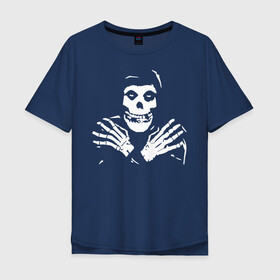 Мужская футболка хлопок Oversize с принтом Misfits logo в городе Новоалтайск, 100% хлопок | свободный крой, круглый ворот, “спинка” длиннее передней части | bones | death | group | guitar | logotype | misfits | rock | skeletone | skull | teeth | гитара | группа | зубы | кости | лого | мисфитс | неприкачнные | отбросы | рок | скелет | череп