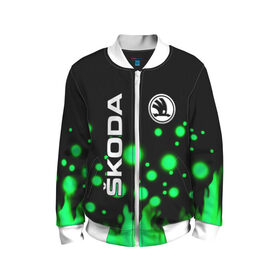 Детский бомбер 3D с принтом Skoda в городе Новоалтайск, 100% полиэстер | застегивается на молнию, по бокам два кармана без застежек, мягкие манжеты, по низу бомбера и на воротнике — эластичная резинка | auto | boy | car | machine | skoda | skoda octavia | skoda rapid | автомобили | логотипы автомобилей | машина | мужчинам | тачки | тюнинг | чехия | чешские автомобили | шкода | шкода рапид