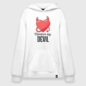 Худи SuperOversize хлопок с принтом Valentines Day Devil в городе Новоалтайск, 70% хлопок, 30% полиэстер, мягкий начес внутри | карман-кенгуру, эластичная резинка на манжетах и по нижней кромке, двухслойный капюшон
 | art | devil | heart | holiday | valentines day | арт | день влюбленных | день святого валентина | дьявол | праздник | сердце