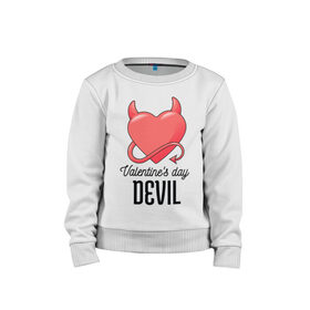 Детский свитшот хлопок с принтом Valentines Day Devil в городе Новоалтайск, 100% хлопок | круглый вырез горловины, эластичные манжеты, пояс и воротник | art | devil | heart | holiday | valentines day | арт | день влюбленных | день святого валентина | дьявол | праздник | сердце