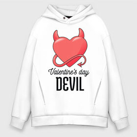 Мужское худи Oversize хлопок с принтом Valentines Day Devil в городе Новоалтайск, френч-терри — 70% хлопок, 30% полиэстер. Мягкий теплый начес внутри —100% хлопок | боковые карманы, эластичные манжеты и нижняя кромка, капюшон на магнитной кнопке | art | devil | heart | holiday | valentines day | арт | день влюбленных | день святого валентина | дьявол | праздник | сердце