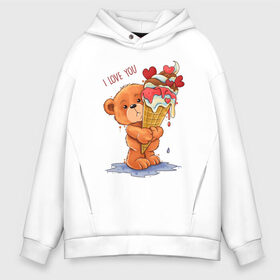 Мужское худи Oversize хлопок с принтом ice cream Love в городе Новоалтайск, френч-терри — 70% хлопок, 30% полиэстер. Мягкий теплый начес внутри —100% хлопок | боковые карманы, эластичные манжеты и нижняя кромка, капюшон на магнитной кнопке | 14 февраля | love | the 14th of february | valentine | день влюбленных | любовь | пара | святой валентин