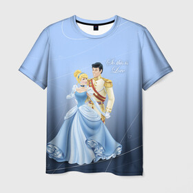 Мужская футболка 3D с принтом Cinderella & Prince Charming в городе Новоалтайск, 100% полиэфир | прямой крой, круглый вырез горловины, длина до линии бедер | cartoon | cinderella | couple | disney | love | prince charming | princess | valentine | valentines day | валентин | волшебный бал | день святого валентина | золушка | любовь | принц чарминг