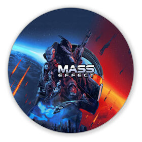 Коврик для мышки круглый с принтом Mass EFFECT Legendary ed в городе Новоалтайск, резина и полиэстер | круглая форма, изображение наносится на всю лицевую часть | andromeda | legendary edition | n 7 | shepard | андромеда | легендарное издание | мас эффект | масс эффект | ремастер | цербер | шепард