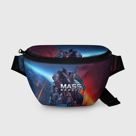 Поясная сумка 3D с принтом Mass EFFECT Legendary ed в городе Новоалтайск, 100% полиэстер | плотная ткань, ремень с регулируемой длиной, внутри несколько карманов для мелочей, основное отделение и карман с обратной стороны сумки застегиваются на молнию | andromeda | legendary edition | n 7 | shepard | андромеда | легендарное издание | мас эффект | масс эффект | ремастер | цербер | шепард
