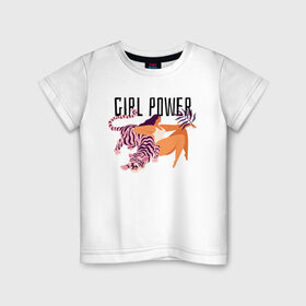 Детская футболка хлопок с принтом girl power в городе Новоалтайск, 100% хлопок | круглый вырез горловины, полуприлегающий силуэт, длина до линии бедер | 8 марта | весна | девушке | женский | мама | подарок | тренд | феминизм