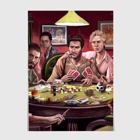 Постер с принтом Naughty dog покер в городе Новоалтайск, 100% бумага
 | бумага, плотность 150 мг. Матовая, но за счет высокого коэффициента гладкости имеет небольшой блеск и дает на свету блики, но в отличии от глянцевой бумаги не покрыта лаком | cards | ellyie | games | joel | nathan drake | naughty dog | nextgen | playstation 5 | poker | ps5 | the last of us | uncharted | zombie | анчартед | джоэл | зомби | игры | карты | некстген | одни из нас | плейстейшен 5 | покер | пс5 | собака | элли