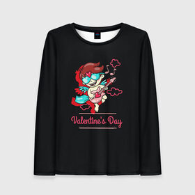 Женский лонгслив 3D с принтом Valentines Day в городе Новоалтайск, 100% полиэстер | длинные рукава, круглый вырез горловины, полуприлегающий силуэт | angel | cupid | day | happy | heart | love | rose | valentine | valentines | ангел | валентин | валентина | валентинка | день | купидон | любовь | святого | святой | сердце