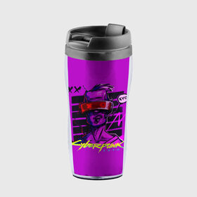 Термокружка-непроливайка с принтом Cyberpunk 2077 в городе Новоалтайск, внутренняя часть — пищевой пластик, наружная часть — прозрачный пластик, между ними — полиграфическая вставка с рисунком | объем — 350 мл, герметичная крышка | Тематика изображения на принте: cyberpunk 2077 | hacker | maelstrom | militech | quadra | samurai | sci fi | technology | trauma team | v | будущее | игра | иероглифы | киану ривз | кибер | киберпанк | киборг | киборги | корпорация | лого | милитек | панк | роботы | самурай | т