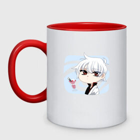 Кружка двухцветная с принтом Gintama | Гинтама в городе Новоалтайск, керамика | объем — 330 мл, диаметр — 80 мм. Цветная ручка и кайма сверху, в некоторых цветах — вся внутренняя часть | anime | gintama | аниме | анимэ | гинтама | гинтоки саката | кагура | последний самурай | хидэаки сорати | шинпачи шимура | япония