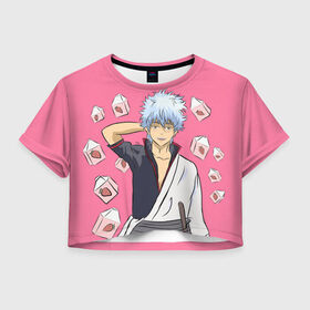 Женская футболка Crop-top 3D с принтом Gintama | Гинтама в городе Новоалтайск, 100% полиэстер | круглая горловина, длина футболки до линии талии, рукава с отворотами | anime | gintama | аниме | анимэ | гинтама | гинтоки саката | кагура | последний самурай | хидэаки сорати | шинпачи шимур | япония