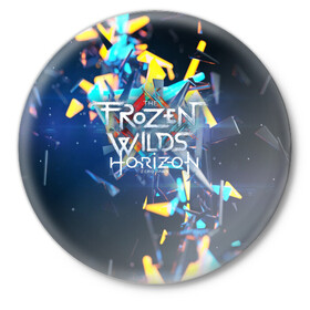 Значок с принтом HORIZON ZERO DAWN в городе Новоалтайск,  металл | круглая форма, металлическая застежка в виде булавки | aloy | digital art | fantasy | horizon: zero dawn | landscape | tallneck | tegunvteg | weapon