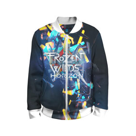 Детский бомбер 3D с принтом HORIZON ZERO DAWN в городе Новоалтайск, 100% полиэстер | застегивается на молнию, по бокам два кармана без застежек, мягкие манжеты, по низу бомбера и на воротнике — эластичная резинка | aloy | digital art | fantasy | horizon: zero dawn | landscape | tallneck | tegunvteg | weapon