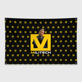 Флаг-баннер с принтом MILITECH Cyberpunk 2077 в городе Новоалтайск, 100% полиэстер | размер 67 х 109 см, плотность ткани — 95 г/м2; по краям флага есть четыре люверса для крепления | cyberpunk 2077 | hacker | maelstrom | militech | quadra | samurai | sci fi | technology | trauma team | v | будущее | игра | иероглифы | киану ривз | кибер | киберпанк | киборг | киборги | корпорация | лого | милитек | панк | роботы | самурай | т