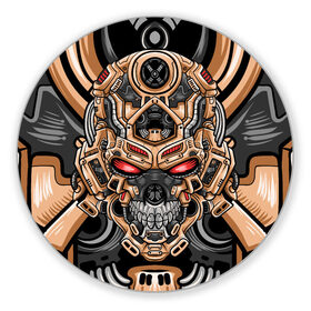 Коврик для мышки круглый с принтом CyberSkull в городе Новоалтайск, резина и полиэстер | круглая форма, изображение наносится на всю лицевую часть | cyberpunk | evil | head | mask | mechanical | rage | robot | skull | арт | гнев | голова | демон | дьявол | злой | киберпанк | маска | механический | монстр | робот | рога | самурай | череп