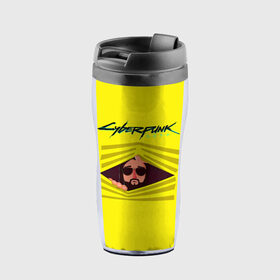 Термокружка-непроливайка с принтом Cyberpunk 2077 в городе Новоалтайск, внутренняя часть — пищевой пластик, наружная часть — прозрачный пластик, между ними — полиграфическая вставка с рисунком | объем — 350 мл, герметичная крышка | Тематика изображения на принте: cyberpunk 2077 | hacker | maelstrom | militech | quadra | samurai | sci fi | technology | trauma team | v | будущее | игра | иероглифы | киану ривз | кибер | киберпанк | киборг | киборги | корпорация | лого | милитек | панк | роботы | самурай | т