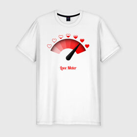 Мужская футболка хлопок Slim с принтом Love meter в городе Новоалтайск, 92% хлопок, 8% лайкра | приталенный силуэт, круглый вырез ворота, длина до линии бедра, короткий рукав | 14 февраля | love | the 14th of february | valentine | день влюбленных | любовь | пара | святой валентин