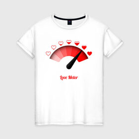 Женская футболка хлопок с принтом Love meter в городе Новоалтайск, 100% хлопок | прямой крой, круглый вырез горловины, длина до линии бедер, слегка спущенное плечо | 14 февраля | love | the 14th of february | valentine | день влюбленных | любовь | пара | святой валентин