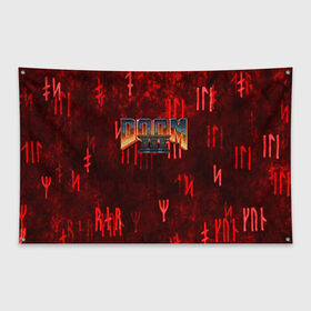 Флаг-баннер с принтом DOOM 3 (S) в городе Новоалтайск, 100% полиэстер | размер 67 х 109 см, плотность ткани — 95 г/м2; по краям флага есть четыре люверса для крепления | doom | doom eternal | game | tegunvteg | демоны | дум | думгай | игры | марс | планета