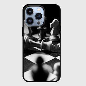 Чехол для iPhone 13 Pro с принтом Шахматы фигуры доска ход мат в городе Новоалтайск,  |  | Тематика изображения на принте: выигрыш | гроссмейстер | доска | игра | конь | королева | королевский гамбит | король | мат | монохром | партия | победа | поражение | проигрыш | сериал | слон | ферзь | фигуры | фото | ход королевы | чб
