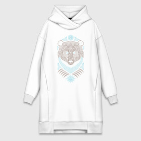 Платье-худи хлопок с принтом Медведь в городе Новоалтайск,  |  | bear | braid | celtic | ornament | pattern | sacred signs | scandinavian | slavic | кельтский | медведь | орнамент | плетенка | сакральные знаки | скандинавский | славянский | узор