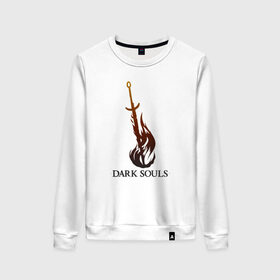 Женский свитшот хлопок с принтом Dark Souls - Bonfire в городе Новоалтайск, 100% хлопок | прямой крой, круглый вырез, на манжетах и по низу широкая трикотажная резинка  | black sun | bonfire | dark souls | dark souls 3 | dark souls logo | ds 3 | fire | game | praise the sun | souls | sun | sword | you died | бонфаер | дарк соулз | дарк соулс | дарк соулс лого | дс 3 | игра | темная душа | темные души