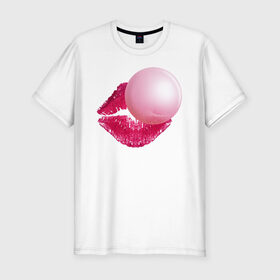 Мужская футболка хлопок Slim с принтом BubbleGum Lips в городе Новоалтайск, 92% хлопок, 8% лайкра | приталенный силуэт, круглый вырез ворота, длина до линии бедра, короткий рукав | bubble | bubblegum | day | gum | heart | kiss | lips | love | romantic | valentine | valentines | амур | валентина | влюбленные | влюбленных | всех | губы | день | жвачка | любовь | поцелуй | романтика | романтичность | святого | сердечк