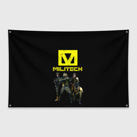 Флаг-баннер с принтом MILITECH Cyberpunk 2077 в городе Новоалтайск, 100% полиэстер | размер 67 х 109 см, плотность ткани — 95 г/м2; по краям флага есть четыре люверса для крепления | cyberpunk 2077 | hacker | maelstrom | militech | quadra | samurai | sci fi | technology | trauma team | v | будущее | игра | иероглифы | киану ривз | кибер | киберпанк | киборг | киборги | корпорация | лого | милитек | панк | роботы | самурай | т