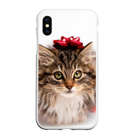 Чехол для iPhone XS Max матовый с принтом я лучший подарочек в городе Новоалтайск, Силикон | Область печати: задняя сторона чехла, без боковых панелей | Тематика изображения на принте: бантик | взгляд | глаза | животные | звери | зверь | киса | кисонька | кот | котейка | котик | коты | котэ | кошки | лапы | нос | подарок | подарочек | сюрприз | усы | уши | шерсть
