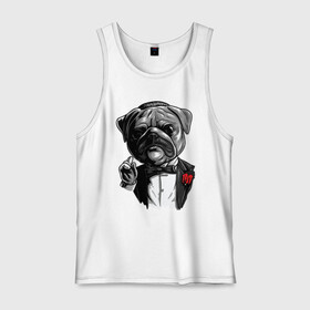 Мужская майка хлопок с принтом The Dogfather в городе Новоалтайск, 100% хлопок |  | bulldog | dogfather | godfather | movie | pug | бульдог | крестный отец | мопс | фильм