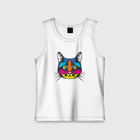 Детская майка хлопок с принтом Pop Cat в городе Новоалтайск,  |  | art | cat | colorful | mem | meme | memes | music | pop | rainbow | retro | style | арт | буп | кот | котенок | котик | котэ | краски | красочный | мем | мемы | музыка | ретро