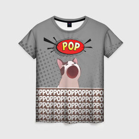 Женская футболка 3D с принтом Wide-Mouthed Popping Cat в городе Новоалтайск, 100% полиэфир ( синтетическое хлопкоподобное полотно) | прямой крой, круглый вырез горловины, длина до линии бедер | cat | mouthed | popping | wide | кот | кот круглый рот | кот мем | кот открывает рот | круглый | мемы | открытый | поп | рот | странный