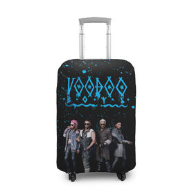 Чехол для чемодана 3D с принтом VOODOO BOYS в городе Новоалтайск, 86% полиэфир, 14% спандекс | двустороннее нанесение принта, прорези для ручек и колес | cyberpunk 2077 | hacker | maelstrom | militech | quadra | samurai | sci fi | technology | trauma team | v | будущее | игра | иероглифы | киану ривз | кибер | киберпанк | киборг | киборги | корпорация | лого | милитек | панк | роботы | самурай | т