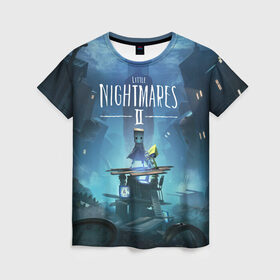 Женская футболка 3D с принтом Little Nightmares 2 в городе Новоалтайск, 100% полиэфир ( синтетическое хлопкоподобное полотно) | прямой крой, круглый вырез горловины, длина до линии бедер | mono | six | игры | моно | постер | шестерка