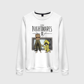 Женский свитшот хлопок с принтом Little Nightmares 2 в городе Новоалтайск, 100% хлопок | прямой крой, круглый вырез, на манжетах и по низу широкая трикотажная резинка  | little nightmares | игра | страшилка | страшная игра | ужас | хоррор