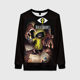 Женский свитшот 3D с принтом Шестая. Little Nightmares в городе Новоалтайск, 100% полиэстер с мягким внутренним слоем | круглый вырез горловины, мягкая резинка на манжетах и поясе, свободная посадка по фигуре | bandai | game | indie | little | little nightmares | namco | nightmares | глаз | игра | игры | инди | карты | квест | ключ | литл найтмейрс | логотипы игр | маленькие | моно | монстр | платформер | рисунок | руки | ужастик | хоррор