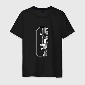 Мужская футболка хлопок с принтом Cs Go: Silent Killer в городе Новоалтайск, 100% хлопок | прямой крой, круглый вырез горловины, длина до линии бедер, слегка спущенное плечо. | counter strike | cs go | game | m4a1 | автомат | игра | кс го | оружие