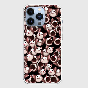 Чехол для iPhone 13 Pro с принтом Popping cats в городе Новоалтайск,  |  | Тематика изображения на принте: cat | pop | popping | wide mouthed | буп | кот | котёнок | котик | кошка | паттерн | поп | рот