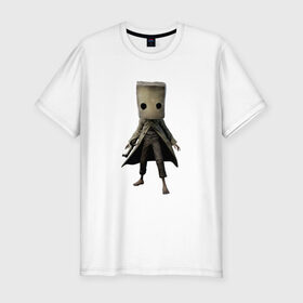 Мужская футболка хлопок Slim с принтом Little Nightmares в городе Новоалтайск, 92% хлопок, 8% лайкра | приталенный силуэт, круглый вырез ворота, длина до линии бедра, короткий рукав | games | little nightmares | playstation | игра | мрачный | персонаж игры | человечек