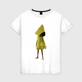 Женская футболка хлопок с принтом Little Nightmares в городе Новоалтайск, 100% хлопок | прямой крой, круглый вырез горловины, длина до линии бедер, слегка спущенное плечо | games | little nightmares | playstation | игра | мрачный | персонаж игры | человечек