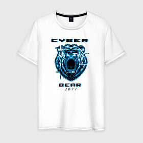 Мужская футболка хлопок с принтом CYBER BEAR 2077 в городе Новоалтайск, 100% хлопок | прямой крой, круглый вырез горловины, длина до линии бедер, слегка спущенное плечо. | cyberpunk 2077 | hacker | maelstrom | militech | quadra | samurai | technology | trauma team | v | будущее | игра | иероглифы | киану ривз | кибер | киберпанк | киборг | киборги | корпорация | лого | медведь | милитек | мишка | панк | роботы | са
