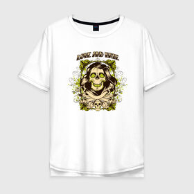 Мужская футболка хлопок Oversize с принтом Skull Art в городе Новоалтайск, 100% хлопок | свободный крой, круглый ворот, “спинка” длиннее передней части | art | body | bones | dead | drawing | face | graffiti | head | roses | skeleton | skul | skull | ад | арт | голова | граффити | зло | кости | лицо | металл | нарисованный | розы | рок | скелет | скул | скулл | три черепа | тьма