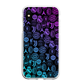 Чехол для iPhone XS Max матовый с принтом ЛОГО ФУТБОЛЬНЫХ КОМАНД НЕОН в городе Новоалтайск, Силикон | Область печати: задняя сторона чехла, без боковых панелей | arsenal | bayern | bayern munchen | borussia | chelsea | fc barca | juventus | manchester city | manchester united | milan | real madrid | t | арсенал | бавария | барселона | боруссия | манчестер сити | манчестер юнай